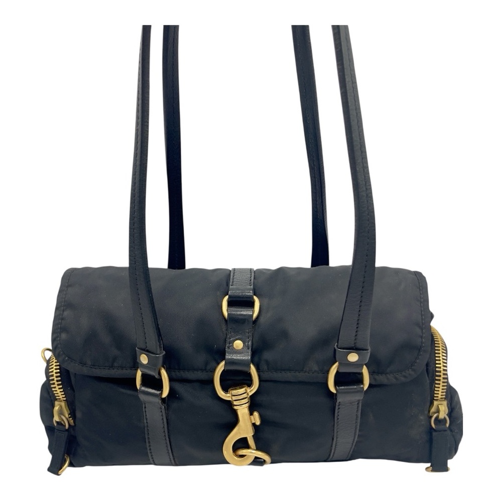 MIU MIU Classic Black Nylon and Leather Satchel Bag